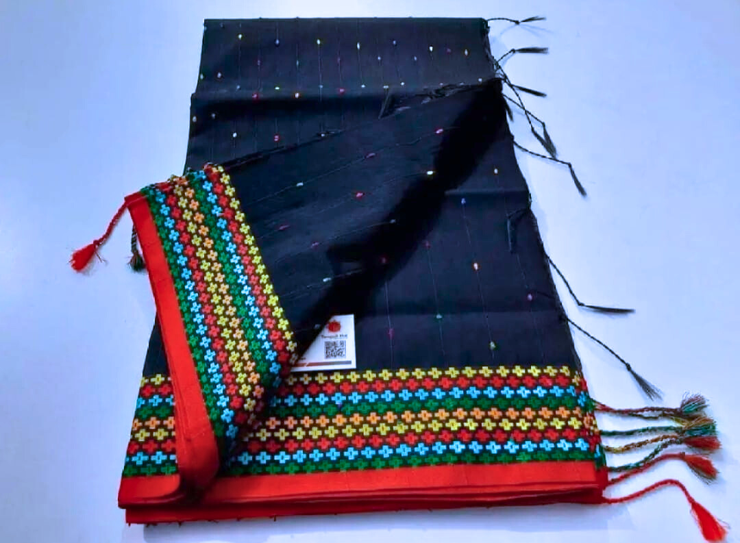 Exclusive Design Black Noyontara Plus Par Tangail Tat Saree for Women - Perfect Casual Wear for All Seasons and Occasions